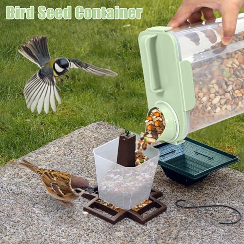 5 Lbs Pet Dog Food Storage Container for Travel Bird Seed Dispenser - Green - color: Pale Green-5L