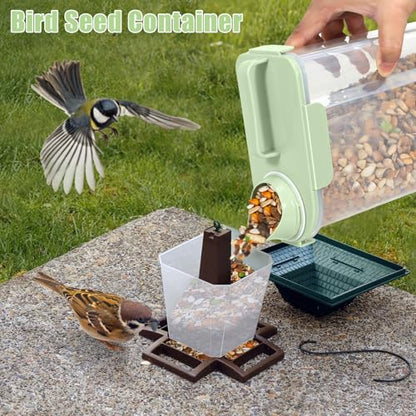 5 Lbs Pet Dog Food Storage Container for Travel Bird Seed Dispenser - Green - color: Pale Green-5L