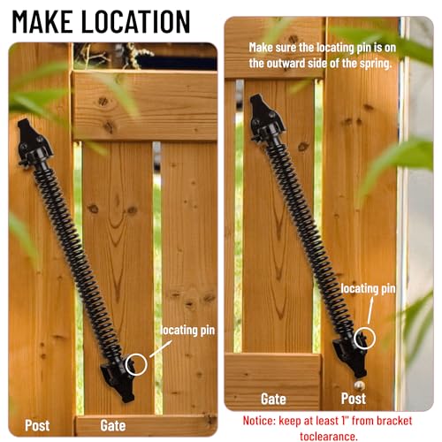 14" Gate Door Spring Self Closing Heavy Duty Automatic Closure Hardware | Outdoor Door Spring Closer Spring Loaded Fence Gate Latch with Adjustable Tool for Wooden and Vinyl Fence, Black (1 Pack) - size: 14 Inch