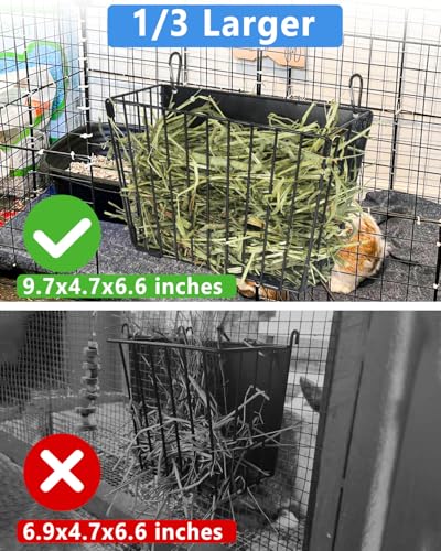 X Large Rabbit Hay Feeder Guinea Pig Hay Feeder Metal Frame Bunny Hay Holder Guinea Pig Hay Holder for Bunny, Guinea Pigs, Chinchillas, Small Animals (1 Pack) - color: 1-Pack Black