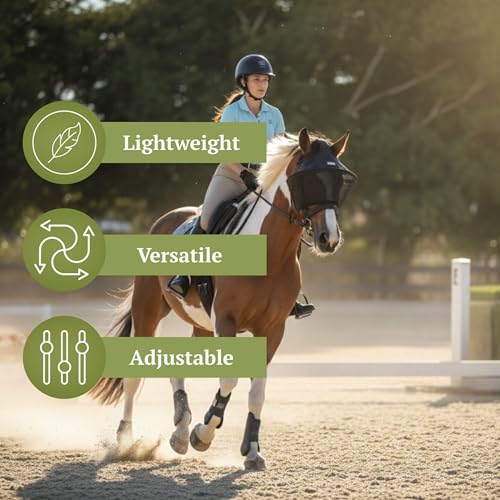 Horse Fly Mask Visor with UV Shield, Adjustable Fit for Riding