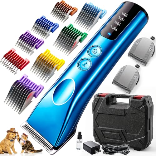 Professional Heavy Duty Dog Clippers Thick Coat for Grooming Long Hair - color: Blue