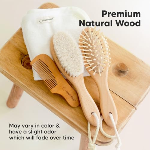 Wooden Baby Hair Brush for Toddler, Infant Cradle Cap (Walnut, Regular) - color: Walnut, size: Oval, Regular 7"