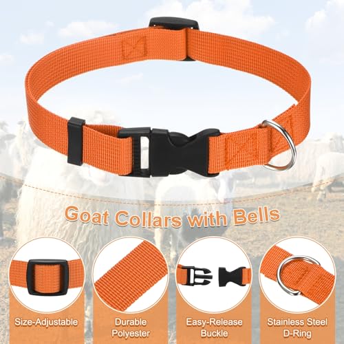 M METERXITY 3-Pack Goat Collars with Bells Polyester Orange - color: Orange