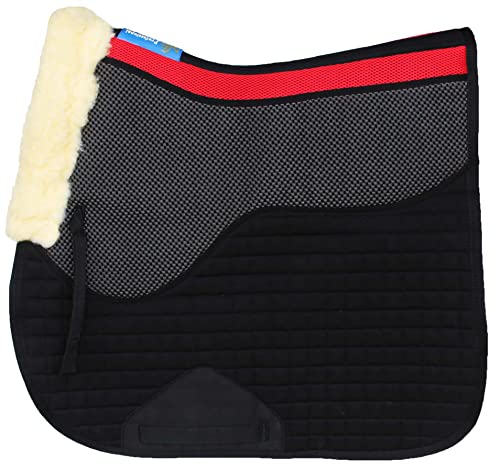 Horse English Quilted All-Purpose Gel Shock Absorbing Saddle Pad 72TS38 - color: Black Red