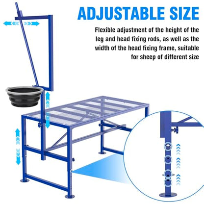 Goat Milking Stand Blue with Removable Feed Bin and Black Goat Ramp for Our Goat Stand 600 Lbs