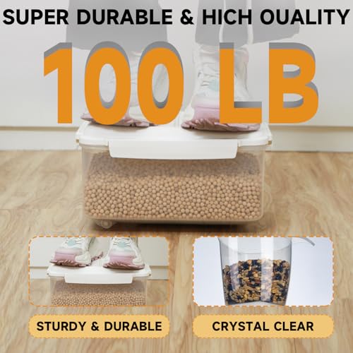 LivLab Mker 20 lb Airtight Rice Storage Container with Wheels, White | 20 lb rice or 15 lb flour capacity; airtight BPA-free bin with wheels keeps bulk dry food mobile, visible, and organized. - color: 10KG-A
