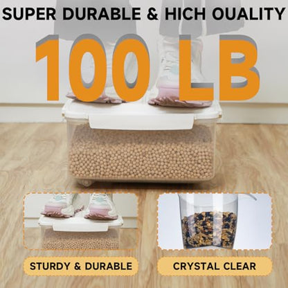 LivLab Mker 20 lb Airtight Rice Storage Container with Wheels, White | 20 lb rice or 15 lb flour capacity; airtight BPA-free bin with wheels keeps bulk dry food mobile, visible, and organized. - color: 10KG-A