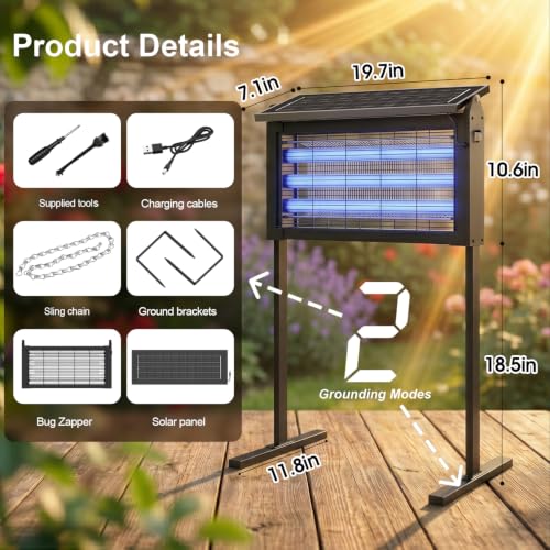 Solar Bug Zapper Outdoor with Stand, Waterproof Mosquito Zapper