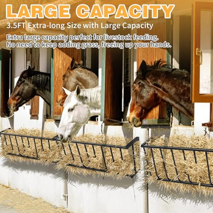 Hay Feeder Goat,40.8" Long Wall Mounted Horse Feeder Holder,Large Capacity Livestock Feeding,Heavy-Duty Steel Goat Hay Rack,Blanket Holder,Multiple Sided Feeding Rack for Sheep,Cattle, Goats, Black