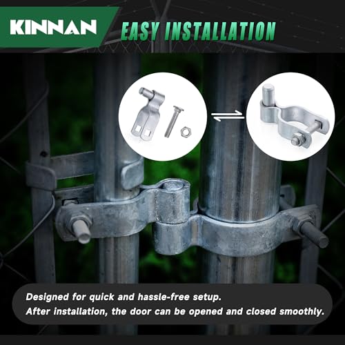KINNAN 1-3/8" Chain Link Fence Gate Male Hinge, Heavy Duty Galvanized Steel, Gate Hinges with Bolts and Nuts, Durable Fence Hardware for Secure and Long Lasting, Easy Installation(2 Pack) - size: 1-3/8