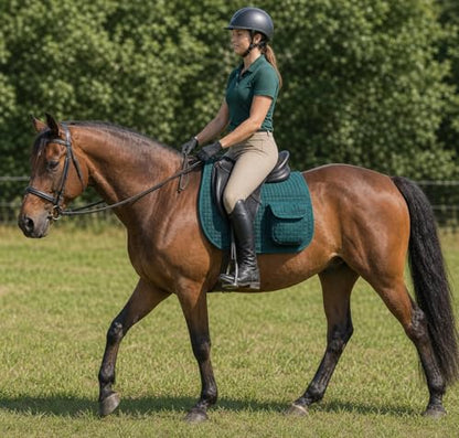 Horse English Quilted Faux Fur All-Purpose Saddle Pad Pockets 72152 - color: Hunter Green
