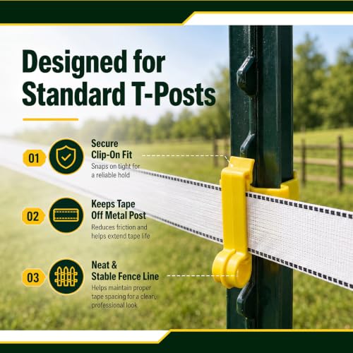Pangda 60 Pack T Post Insulators Electric Fence for Farm Polytape, Yellow - color: Yellow