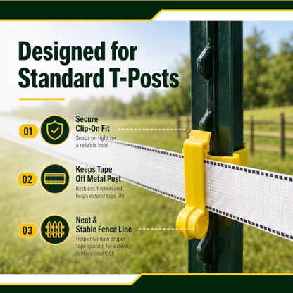 Pangda 60 Pack T Post Insulators Electric Fence for Farm Polytape, Yellow - color: Yellow