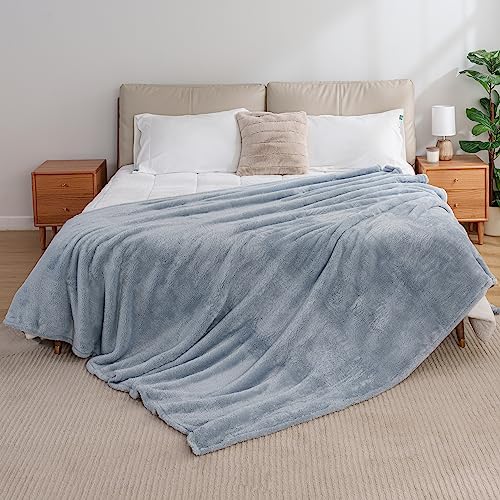 Berkshire Blanket Classic Extra-Fluffy™ Plush Blanket Twin Size, Soft Fuzzy Fluffy Long Hair Blanket for Couch Sofa Bed, Blue Mist, 60x92 Inches - color: Blue Mist, size: Twin/Twin XL