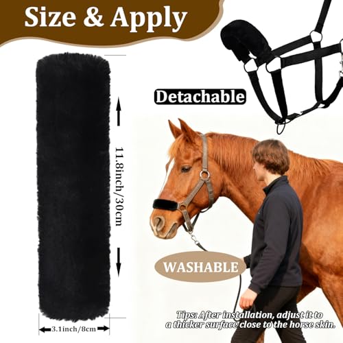 Horse Halter Noseband Cover, Black Noseband Cover for Horse, Bridle Nose Band Padded Replacement Accessories - size: 1 Pcs