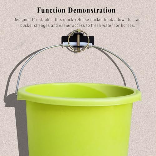 Quick-Release Bucket Hooks, 4-Pack Heavy Duty Bucket Holder Set | Heavy-Duty Steel Wall-Mount Bucket Holders for Horse Stalls, Barns and Livestock Feeding. Quick-Release Design.