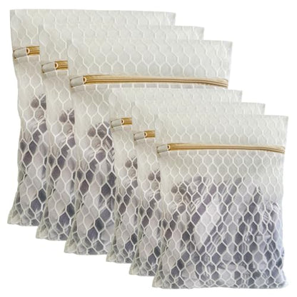 6Pcs Durable Honeycomb Mesh Laundry Bags for Delicates (3L 3M) White - color: White