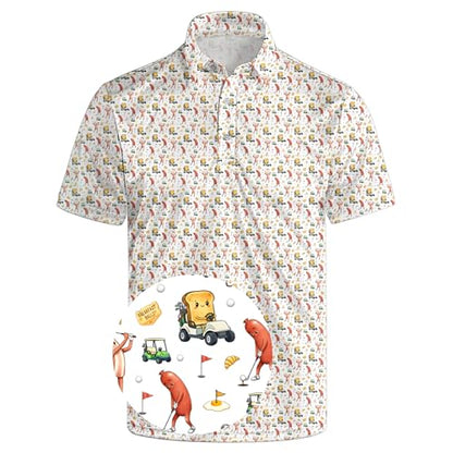 Funny Golf Shirts for Men, Quick Dry Moisture Wicking Polo Shirts - color: Breakfast Balls2, size: Medium