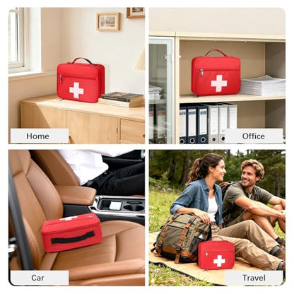 Gatycallaty First Aid Bag Empty Emergency Treatment Medical Bags Multi-Pocket for Home Office Car Traveling Hiking Trip (Medium, Pack of 2) - size: Medium, Pack of 2