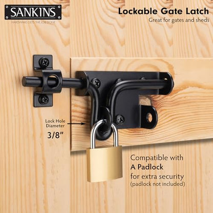 Slide Bolt Gate Latch Lock for Wooden Fence with Padlock Hole, 1pcs - size: Upgrade