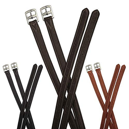 Soft Leather Stirrup Leathers with Stainless Steel Hardware, These 1" Wide Leathers Come with a One-Year Warranty.-Pair - color: Havana, size: 60" (Extra Long)