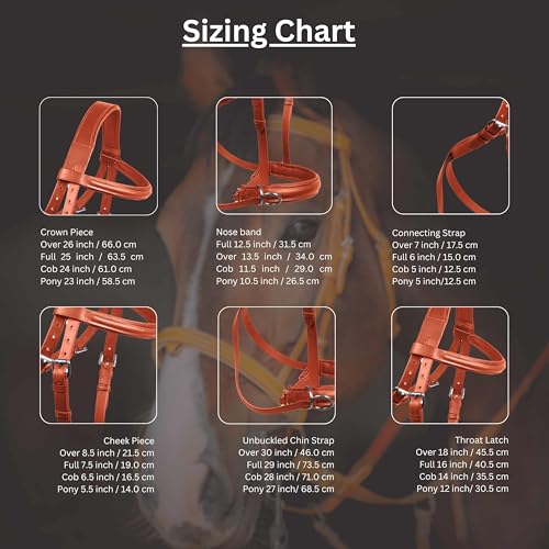 Hulara Genuine English Leather Crossover | Crossunder Bitless Horse Bridle Headstall with Reins - color: Tan, size: Full