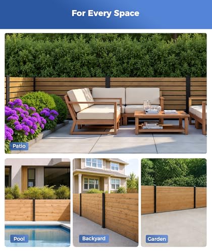 2 Pack 45" Heavy Duty Aluminium Fence Post, No Dig Metal Post for Outdoor Privacy Fence Panels, Compatible with Wood Slats and Composite Boards for Patio, Backyard & Garden (2 Pack) - color: 45 inch Post-2pcs