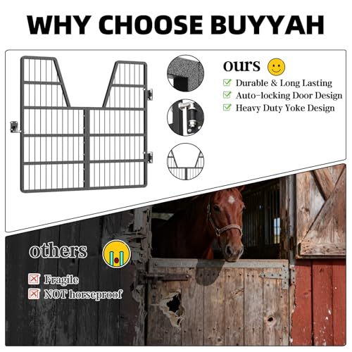 Horse Stall Gates 48" W x 42" H | Heavy Duty Steel Gate for Horse Barns, Stall Door Guard