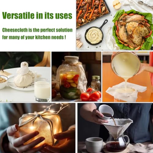 25 Pcs Cheese Cloths, SGS Tested 100% Unbleached Cotton, 20x20 Inch Grade 100 Reusable Cheese Cloth With Ultra-Fine Mesh, Reusable Muslin Cheesecloth for Straining,Juicing,Cooking Turkey, Baking - color: 25 Pcs