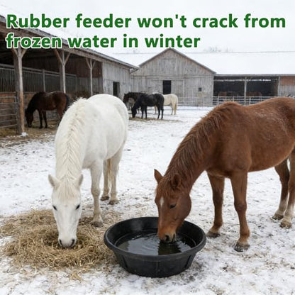 3Pcs Heavy Duty Rubber Feed Pan, 8Q/2Gal Horse Feed Bucket - color: Black-3 Pcs, size: 2Gal(8Q)