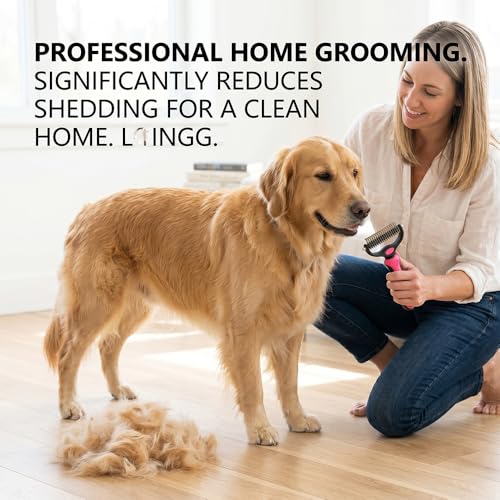 Dematting Comb for Dogs and Cats, Undercoat Rake Pet Brush for Long Hair, Deshedding Dog Brush Removes Tangles Knots and Loose Fur, Grooming Tool for Thick Coats (Blue L*2) - color: Blue L*2