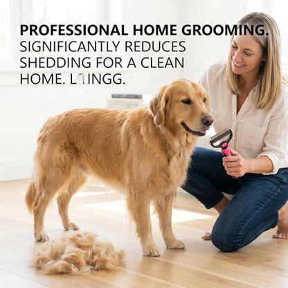 Dematting Comb for Dogs and Cats, Undercoat Rake Pet Brush for Long Hair, Deshedding Dog Brush Removes Tangles Knots and Loose Fur, Grooming Tool for Thick Coats (Blue L*2) - color: Blue L*2