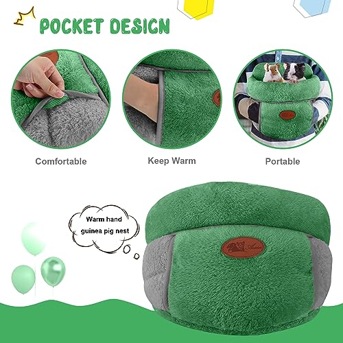 YUEPET Guinea Pig Bed Cuddle Cave, Warm Fleece Hideout, Green - color: Green, size: 1PCS