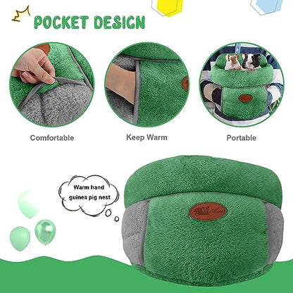 YUEPET Guinea Pig Bed Cuddle Cave, Warm Fleece Hideout, Green - color: Green, size: 1PCS