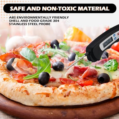 Xuhal 12 Pcs Digital Meat Thermometer with Probe Instant, Black - color: black