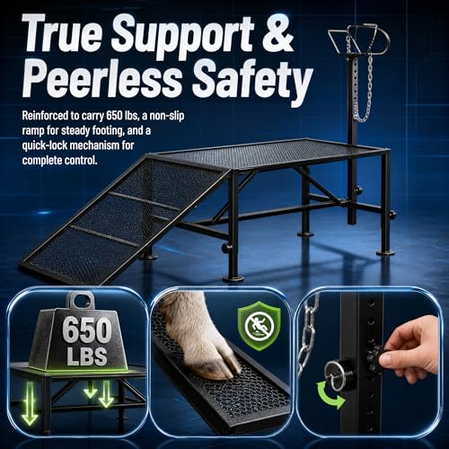 Livestock Trimming Chute, 650 LBS Goat Milking Stand with Ramp, Black - color: Black + Ramp