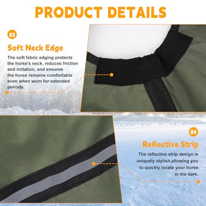 Horse Turnout Blanket, Waterproof Rain Sheet, 600D Oxford - size: 54IN