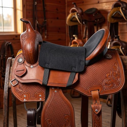 Western Saddle Seat Cover – Anti-Slip Horse Saddle Pad with Grip | Non-Slip Saddle Cushion for Western Saddles, Seat Cover with Straps, Equestrian Accessories for Riding & Training