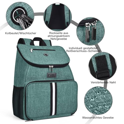 BAGLHER丨Dog Travel Bag, Airline Approved Pet Supplies Backpack, Dog Travel Backpack Accessories Set with 2 Silicone Collapsible Bowls and 2 Food Baskets. Green - color: Green-A
