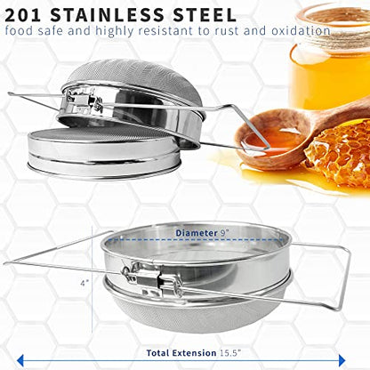 VIVO Double Sieve Stainless Steel Honey Strainer, BEE-V101H