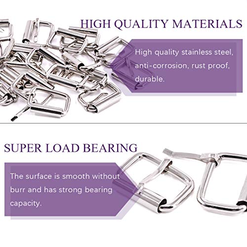 Swpeet 60Pcs 1 Inch / 25mm Heavy Duty Metal Ring Buckle Webbing Belts - color: Sliver, style: Metal Roller Buckles