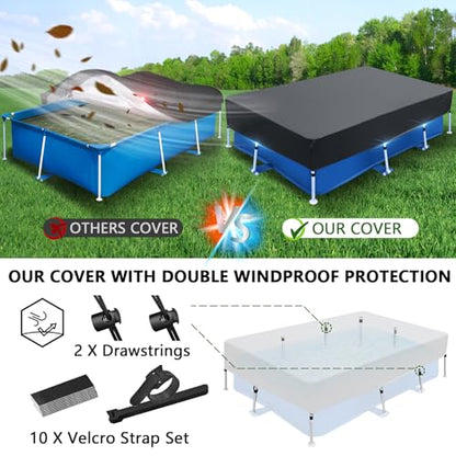 87x59 Rectangular Pool Cover Drawstring 7 ft with 7 x 4 Above Ground Pool 86 x 59 Solar Frame Rectangle Pool Cover Protector 87x60 Winter Pool Cover for Cold and UV Resistant, Dustproof - size: 87 x 59 in