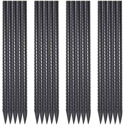 16 Inch Rebar Ground Stakes 20 Pack 3/8 Inch Diameter Straight Metal Stakes for Ground Heavy Duty with Chisel Point End Concrete Forming Spikes for Plant Support and Fence, Black - size: 16"-Φ3/8"-20pcs