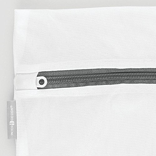 iDesign Mesh Laundry Bags with Built in Zipper for Cleaning Delicates– Set of 2, 1 Medium and 1 Large Bag, White - size: Medium and Large, style: Pack of 2