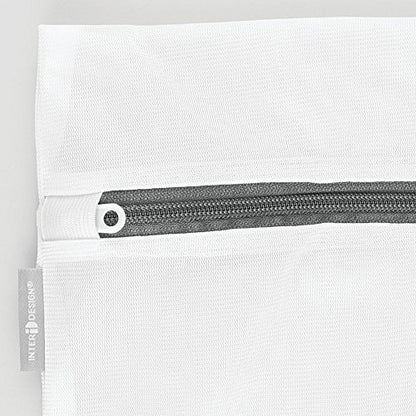 iDesign Mesh Laundry Bags with Built in Zipper for Cleaning Delicates– Set of 2, 1 Medium and 1 Large Bag, White - size: Medium and Large, style: Pack of 2