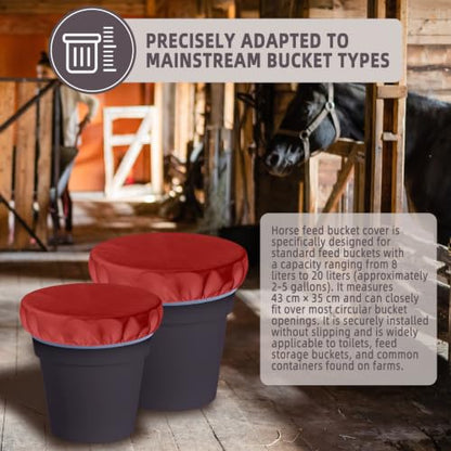 2-5 Gallon Horse Bucket Cover, Waterproof Horse Feed Bucket Cover, Lightweight and Easy to Use (Excluding Bucket, Red) - color: Red