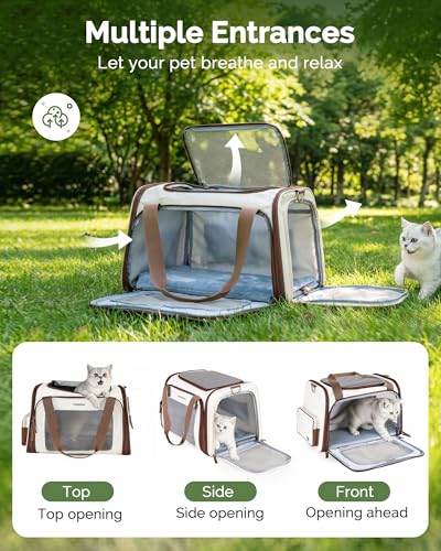 Homespon 34.5L Soft-Sided Cat Dog Carrier, Airline Approved Pet Bag - color: Brown