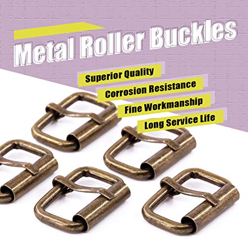 Swpeet 60Pcs 1 Inch / 25mm Heavy Duty Metal Ring Buckle Webbing Belts - color: Bronze, style: Metal Roller Buckles