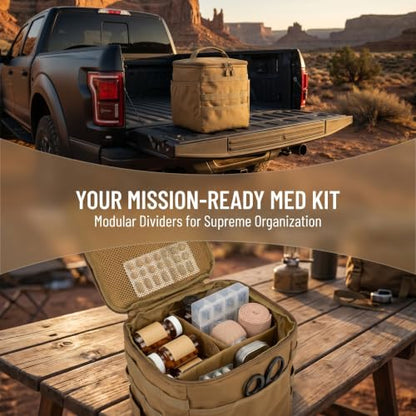 Travel Medicine Bag,Medication Pill Bottle Organizer Empty Case - color: Square Brown